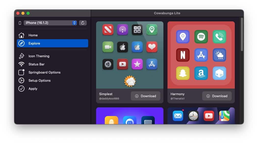 cowabunga lite no PC - iDevice Central
