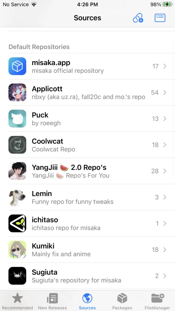 Misaka running on iOS