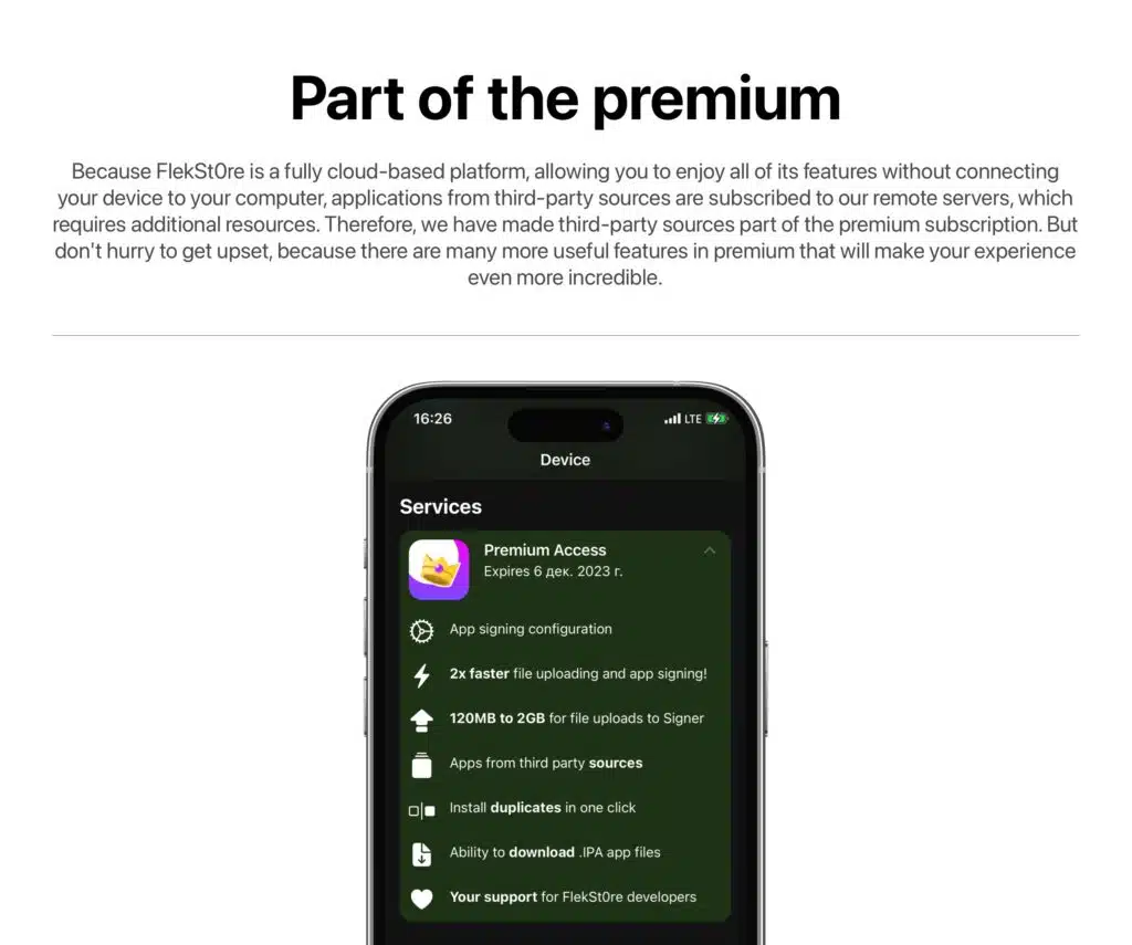 FlekSt0re premium tier details.