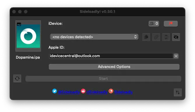 Sideloading Dopamine Jailbreak with Sideloadly