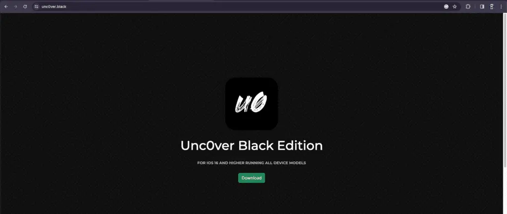 The fake Unc0ver Black Edition website