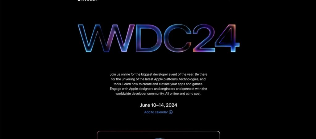 Apple Developer website advertising WWDC24