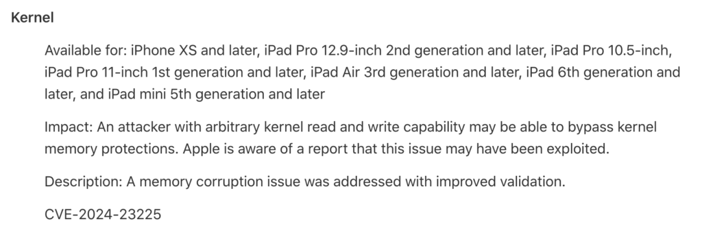New kernel vulnerability / exploit patched in iOS 17.4 could be useful for jailbreak purposes.