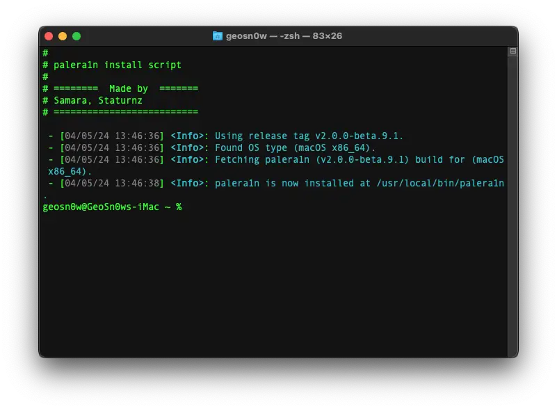 PaleRa1n install script by Samara and Staturnz. This script can install palera1n quickly.