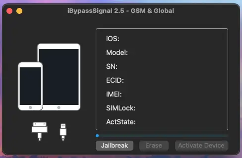 iBypassSignal tool on macOS.