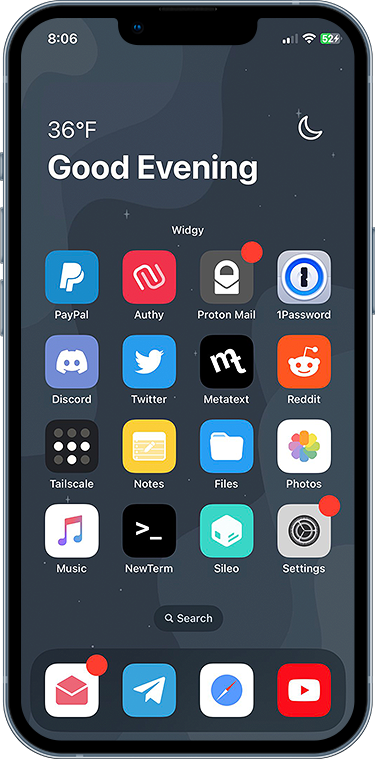 iOS themes and tweaks applied using PaleRa1n