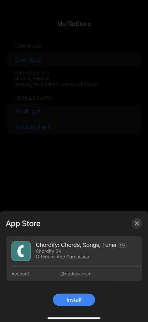 MuffinStore downgrading an iOS app.