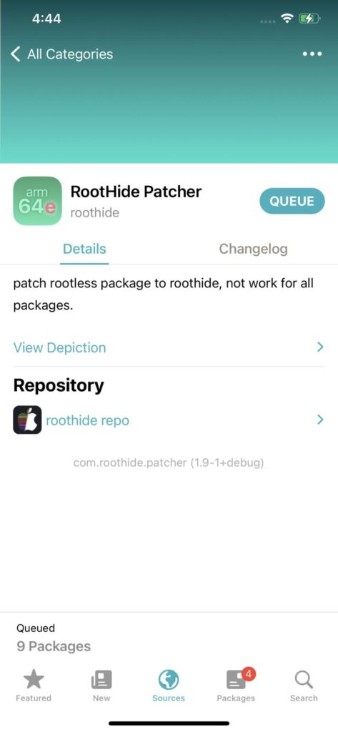 RootHide Patcher Tweak Page