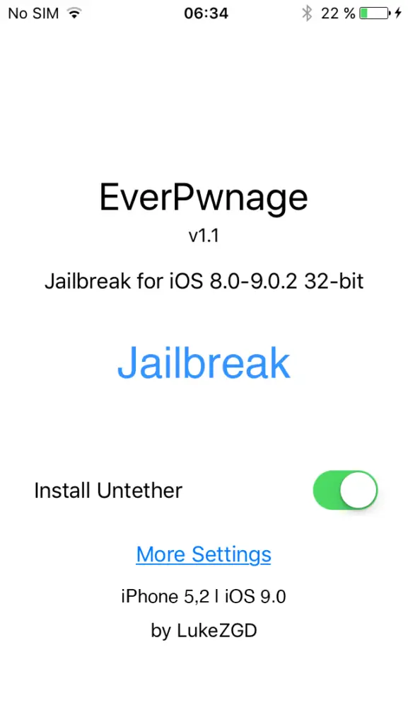 EverPwnage Jailbreak iOS 9.0 on iPhone 5.