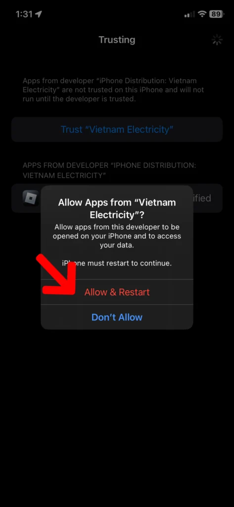 Trust iOS app on iOS 18