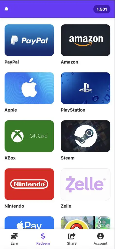 LootValley rewards page - iDevice Central LootValley app rewards screen showing redeemable gift cards