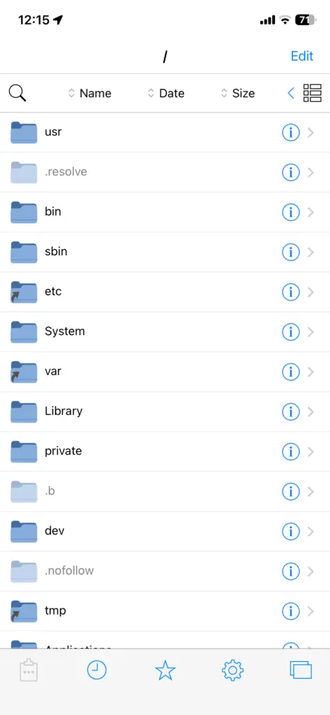 Filza file manager no jailbreak - iDevice Central Filza on iOS 26 listing the root directory without jailbreak