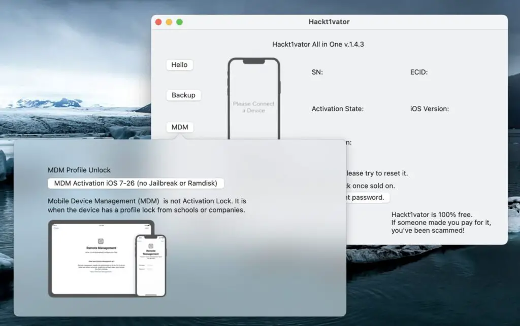 Screenshot - iDevice Central iOS MDM bypass iOS 26 and iOS 18 free