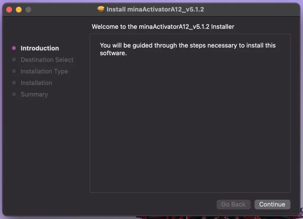 minaActivator / mActivator installation on macOS.
