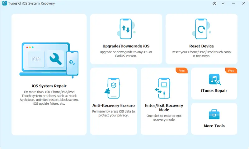 TunesKit iOS System Recovery interface
