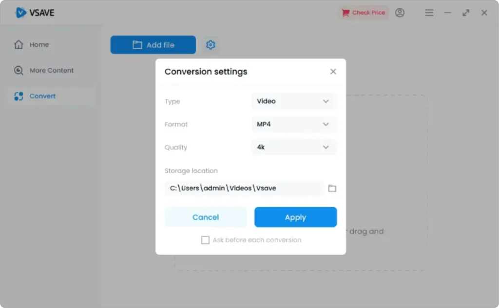 Click the “Download” button at the bottom right, and Vsave will quickly save the Facebook video you want.