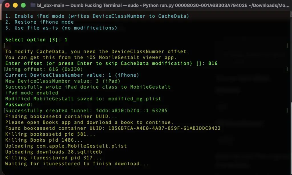 Screenshot - iDevice Central Running the MobileGestalt exploit