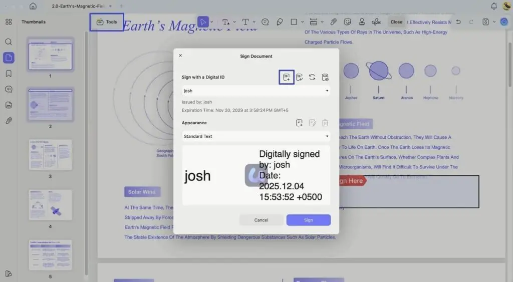 generate new digital signature id