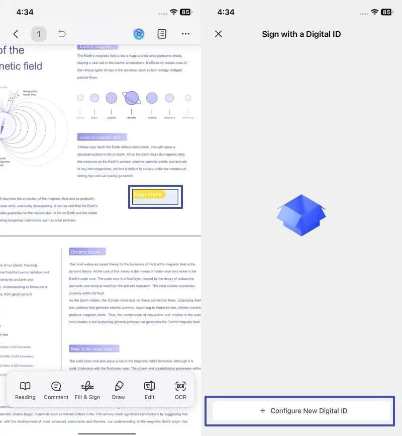 create new digital id updf iphone