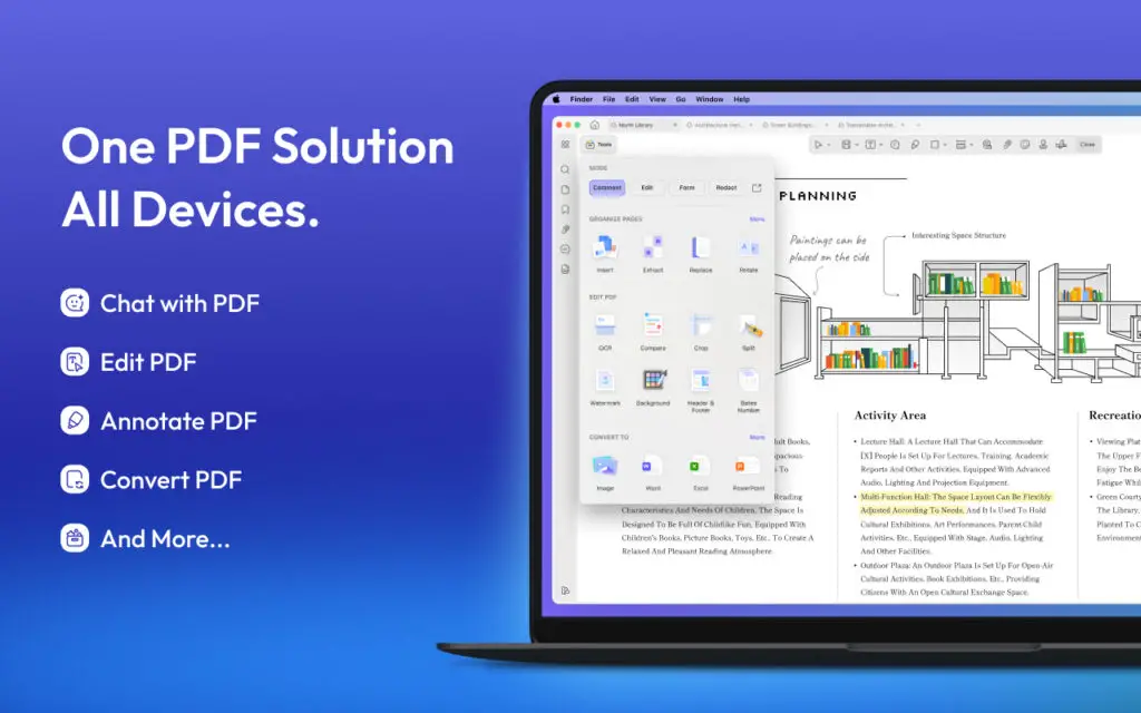 UPDF allows you to edit and convert PDF files on all devices.