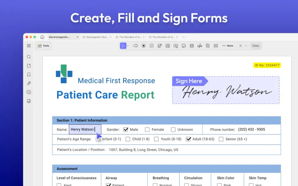 Create, fill and sign PDF forms.