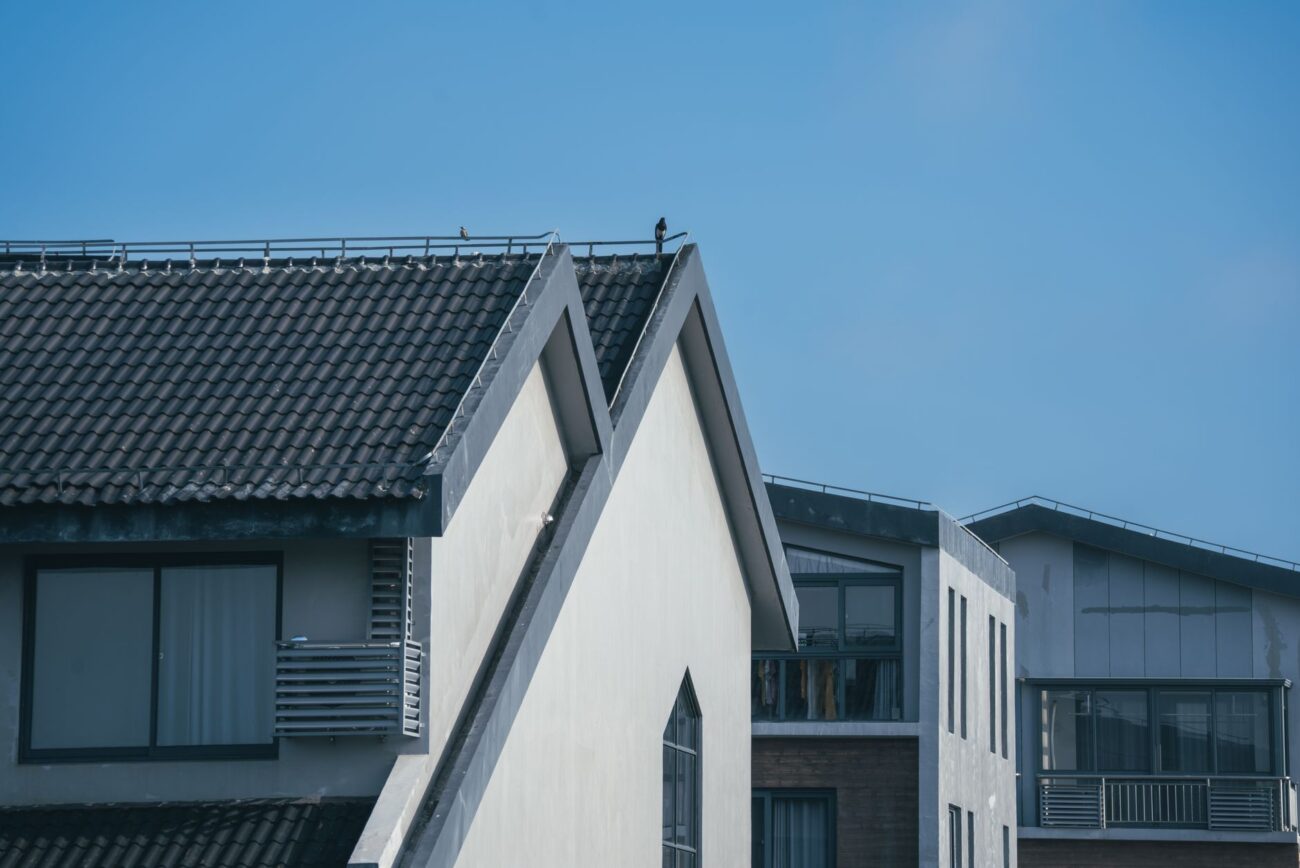 modern residential architecture under clear blue sky